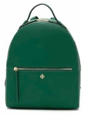 Tory Burch Leather Green Emerson Saffiano Backpack New Without Tags Medium